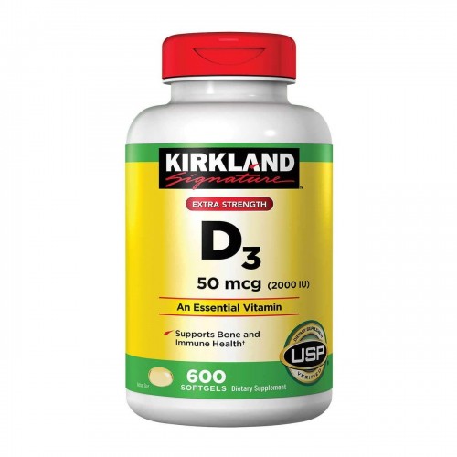 美國 KIRKLAND 維他命D3 50mcg (2000IU) 軟膠囊 600粒