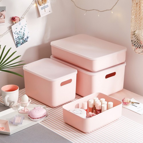 日式粉色有蓋收納盒