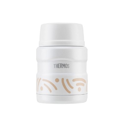 THERMOS 470毫升真空燜燒罐 (白杏條紋)