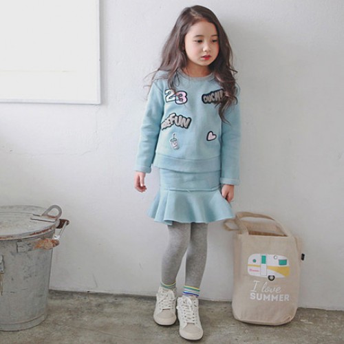  韓版立體字母衛衣+短裙套裝