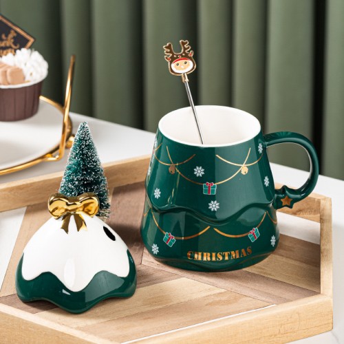 聖誕歡聚時刻陶瓷馬克杯連攪拌棒禮品套裝辦公室咖啡杯