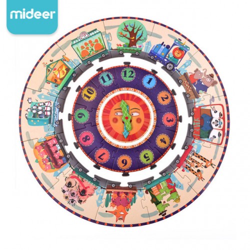 MIDEER - 3-6歲兒童紙質認知拼圖益智玩具數字時鐘拼圖