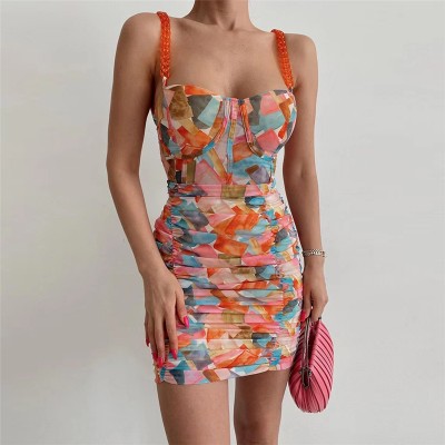 All Over Print Backless Bodycon Dress