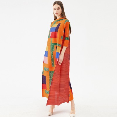 Color Block Side Contrasted Stand Collar Dress