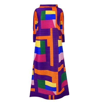 Color Block Side Contrasted Stand Collar Dress