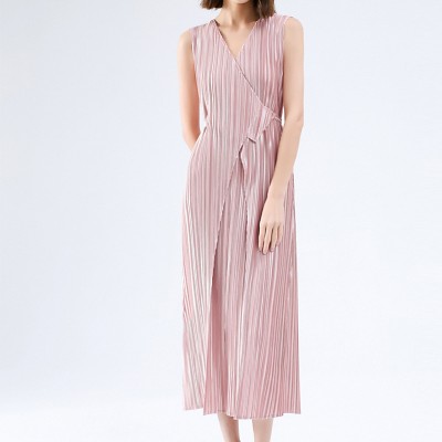 Stripe Sleeveless Tie Side Dress
