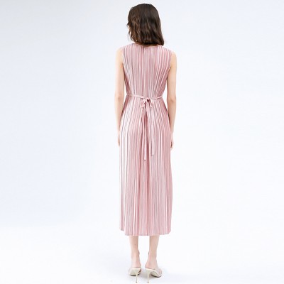 Stripe Sleeveless Tie Side Dress