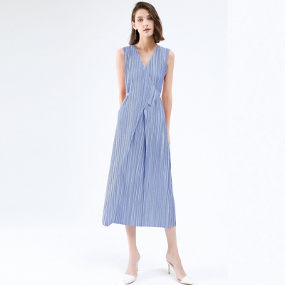 Stripe Sleeveless Tie Side Dress