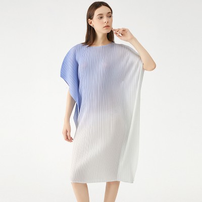 Ombre Round Neck Batwing Dress